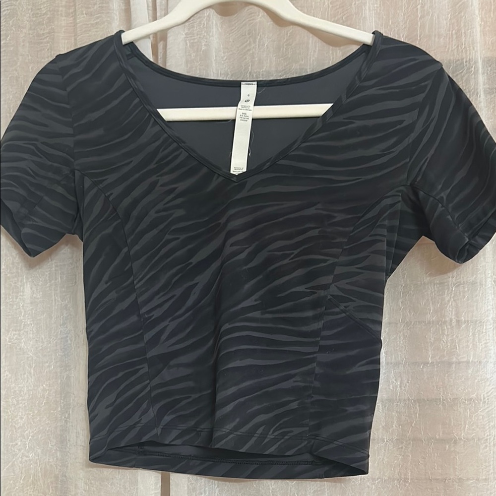 Black Zebra Print V-Neck Top
